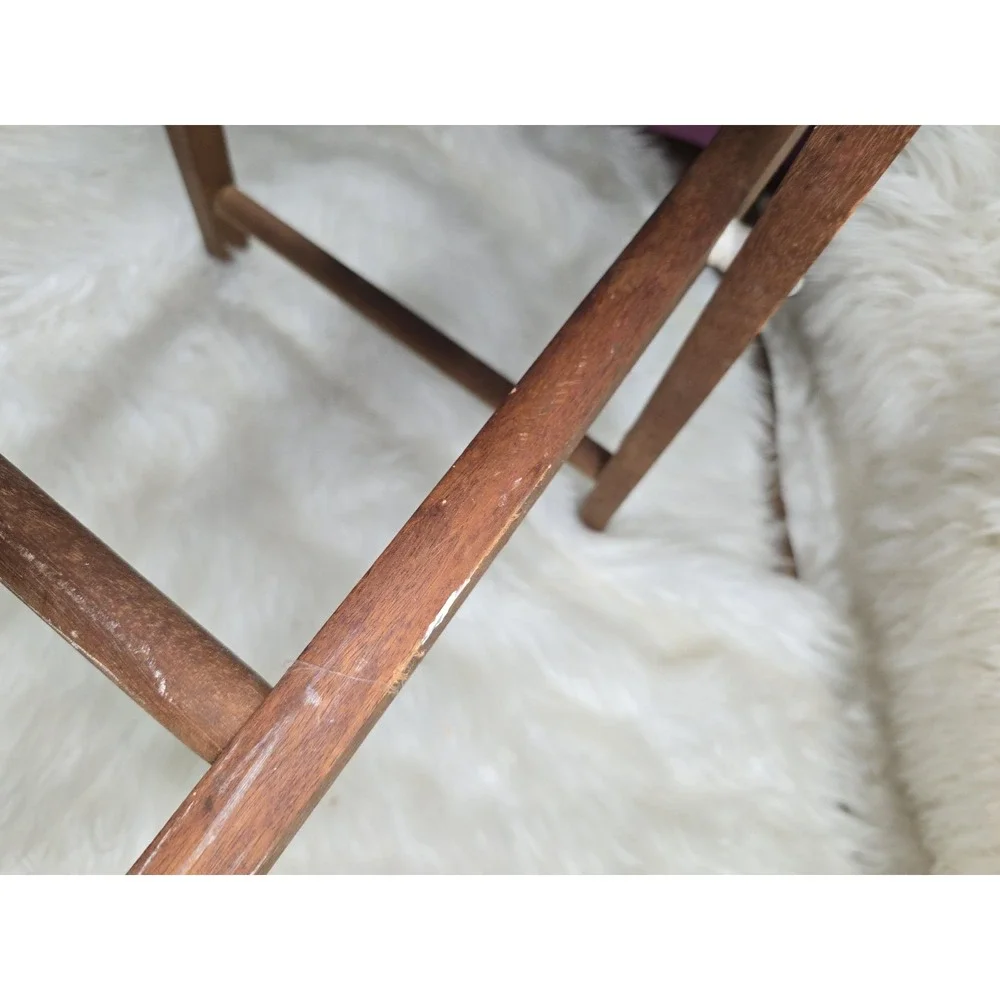 Vintage Directors Chair Green Canvas Natural Wood Table Height Foldable OLD!!!